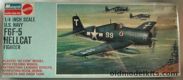 Monogram 1/48 Grumman F6F-5 Hellcat - (F6F5) Blue Box Mattel Issue, 6832 plastic model kit